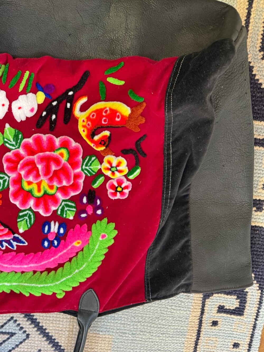 NWOT Anthropologie MOMO New York Large Embroidered Leather Tote - Picture 12 of 13